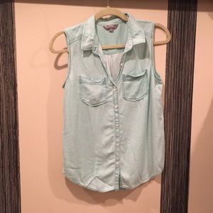 Rubbish mint green button up tank top